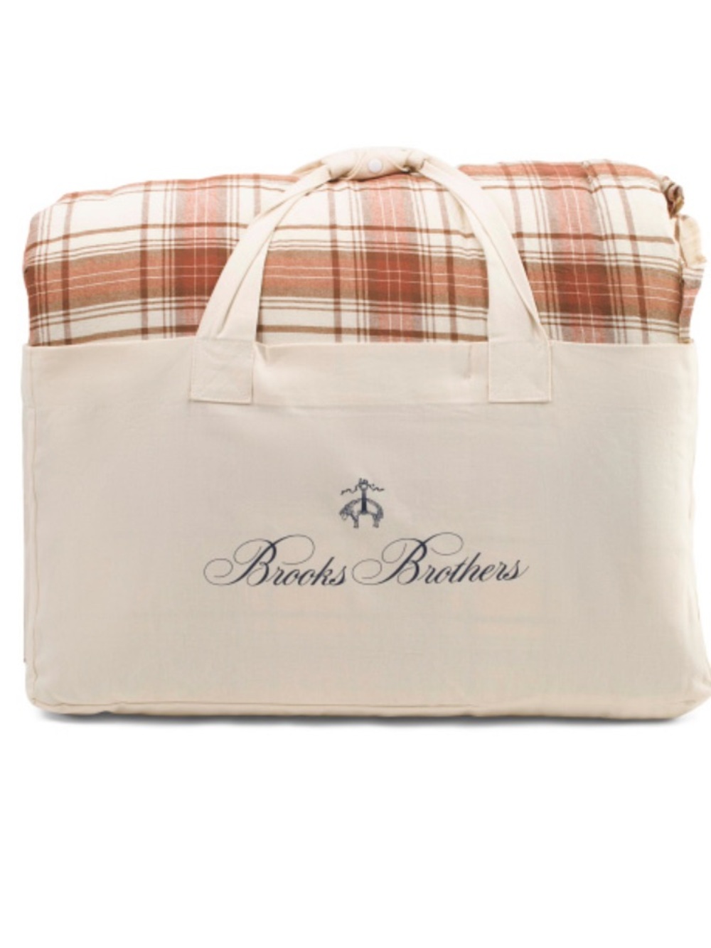 Brooks Brothers Cream and Rust Plaid Comforter Set